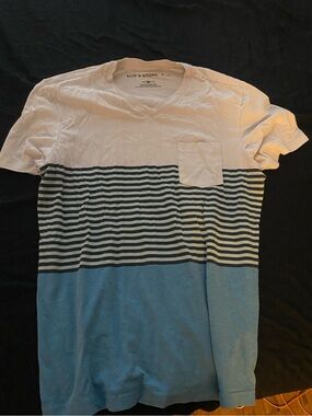 Retro Striped Blue and White T Shirt